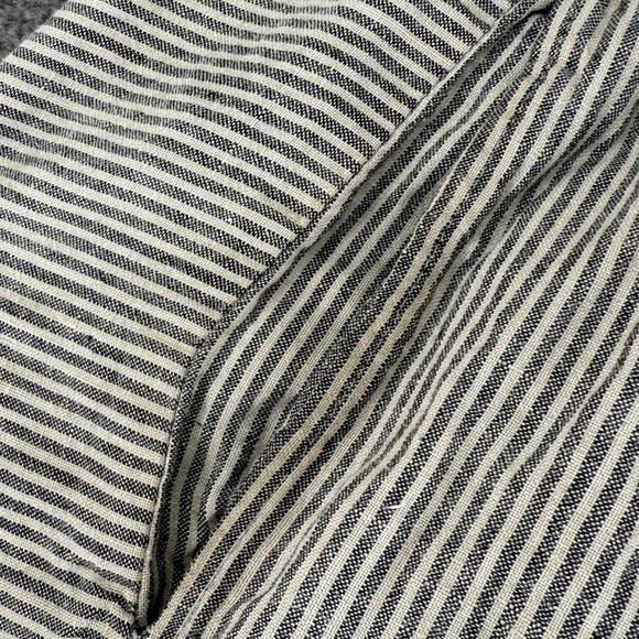 Lisa Bayne Pull On Striped Straight Leg Pants Womens S Gray Tan Mid Rise Linen - Picture 6 of 14